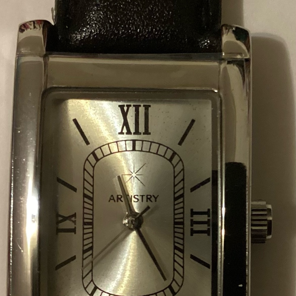 Vintage Artistry Watch NWT Silver Rectangular Watch w. Black Band needs battery - Picture 5 of 15